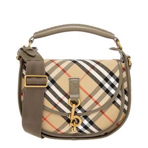 Burberry B Clip Small Check Canvas & Leather Messenger Bag, Brown